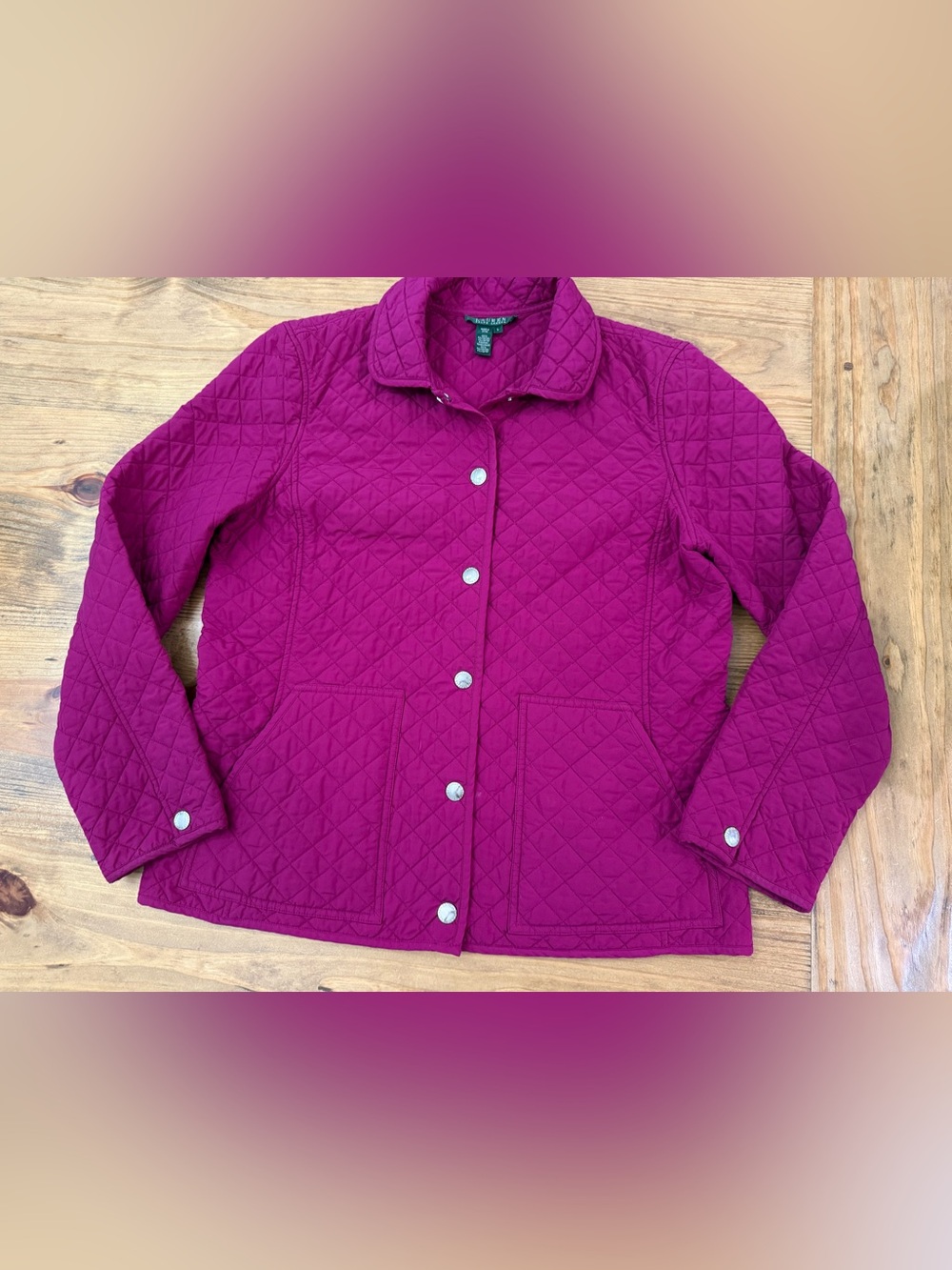 Lauren Ralph Lauren Women’s Fuchsia Quilted Snap Front Barn Jacket